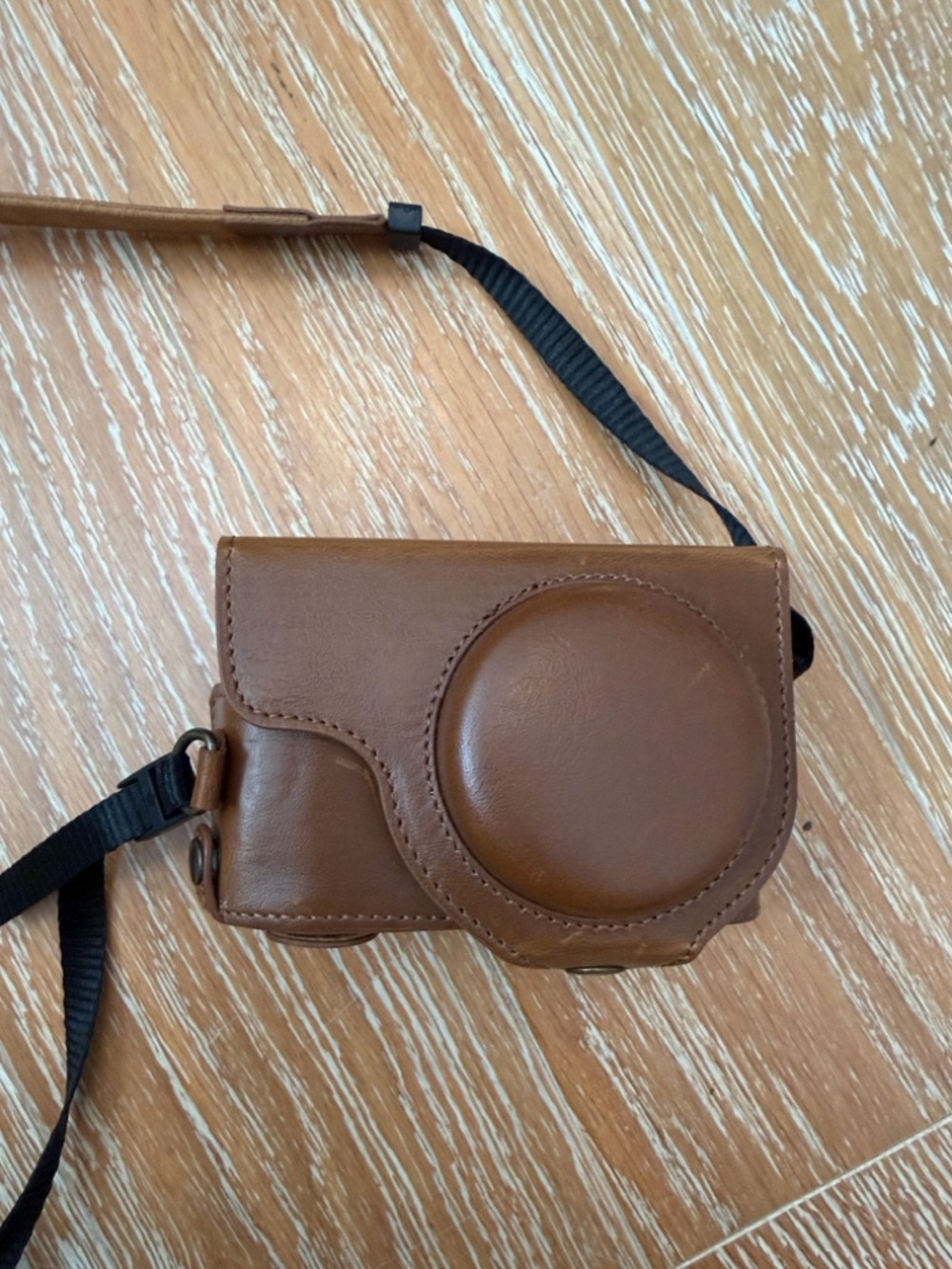 New Leather Camera Case with Neck Strap - Brown